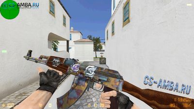 Модель HD AK-47 «Case Hardened: SK.Gaming» с осмотром для CS 1.6