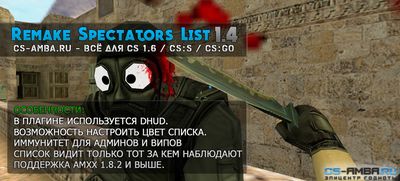 Плагин Remake «Spectators List» для CS 1.6